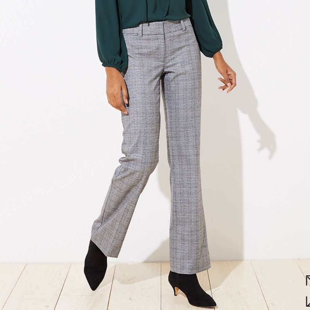 LOFT PETITE ROUSERS IN PLAID IN MARISA FIT
